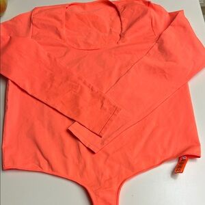 SKIMS Bright Orange Long Sleeve Bodysuit. Size 4/5X